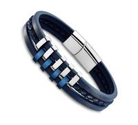 Bracelet Lotus Style Argent Bleu Ls1838-2/2 Bijoux Homme Acier Inoxydable Jls1838-2-2