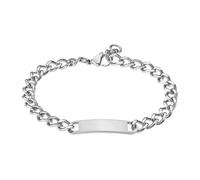 Bracelet - Lotus Style - Gourmette - Longueur Ajustable - Couleur Blanc - Plaque Gravable