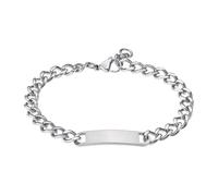 Bracelet - Lotus Style - Gourmette - Longueur Ajustable - Couleur Blanc - Plaque Gravable