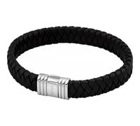 Bracelet - Lotus Style - LS1518-2-2 - Cuir Noir Tressé - Fermoir Acier - Mixte