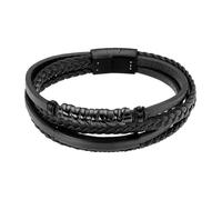 Bracelet - Lotus - Style Men In Black - 4 rangs - Cuir véritable - Acier noir