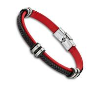 Bracelet Lotus Style Noir Rouge Ls1829-2/3 Bijoux Unisexe Cuir Jls1829-2-3