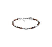 Bracelet - Lotus Style - Urban Man - Acier - Perles argentées - Gris et Marron
