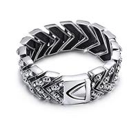 Bracelet lourd en acier inoxydable pour homme avec tête de mort 25 mm - Style hip-hop punk rock - Bijoux argentés et noirs - Double couleur polie