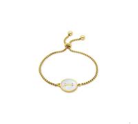 Bracelet - LUXENTER - Alphabet I - Nacre blanche - finition or jaune 18K - Femme