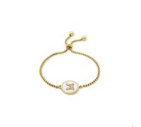 Bracelet - Luxenter - Alphabet M - Nacre blanche - finition or jaune 18K - Femme