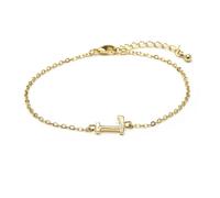 LUXENTER Bracelet Alphabet finition or 18 carats - Lettre L, taille unique, Métal, Sans pierre précieuse