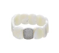 Bracelet - LUXENTER - Nawar - Or 18k - Plaqué finition en rhodium - Nacre blanche