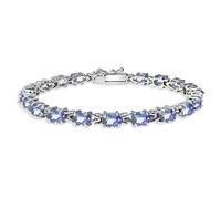 Bracelet M9PCK Sterling Silver poli véritable, créé ou Simulé pierres précieuses 6x4mm ovale coupé Lien Tennis