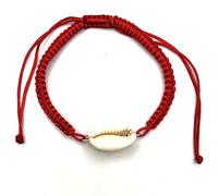 Bracelet Macrame avec coquillage en argent sterling, rouge