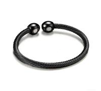 Bracelet magnétique avec texture spirale gravée à froid 1,2 mm et boucle magnétique revêtue d'ions sous vide (noir)