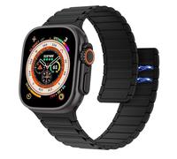 Bracelet Magnétique Compatible Apple Watch Ultra 3/2/1 49mm,S11/S10 46mm,9/8/7 45mm,SE3/SE2/SE/6/5/4 44mm,3/2/1 42mm,Bracelet de Montre en Silicone Avec Lien Aimanté Solo Loop Ajustable,Noir