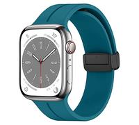 Bracelet magnétique compatible avec Apple Watch les bracelets 38 mm 44mm 45mm 49mm, bracelet en silicone souple réglable et confortable pour iWatch Ultra Series 8 7 6 5 4 3 SE Rock cyan