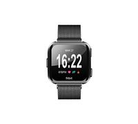 Bracelet magnétique en acier inoxydable avec boucle à milanaise caoutchouc pour Fitbit Versa S noir TH950