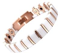 Bracelet magnétique en céramique avec aimants - blanc et cuivre en 18,7 cm - bracelet aimanté - bracelet 3000 Gauss - bracelet femme - bijoux magnétiques - Héra