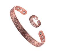 Bracelet magnétique en fleur de prunier 1 pièce, bague en fleur de prunier 1 pièce, bracelet en cuivre réglable, antistatique, pour femme, accessoires rétro à la mode.