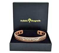 Bracelet Magnétique Homme Femme Bracelet Cuivre pur avec six aimants Idée Cadeau Anniversaire Bracelet Jonc (PDC)-Phoenix et Dragon (M: Poignet 16,5-19,5cm)