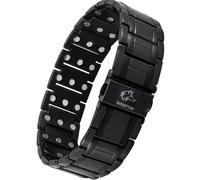 Bracelet Magnetique Homme PREMIUM, Titane, Le Plus Puissant du marché, Bijou Aimanté Inoxydable, Ultra Résistant, Aimant en Néodyme de Terre Rare, Réglage Outil de Dimensionnement, WINFOX777 (noir)