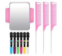 Bracelet Magnétique pour Coiffeur, Bracelet à Épingles, Bracelet avec 3 Peignes à Queue de Canard, 6 Clips en Plastique, Rose
