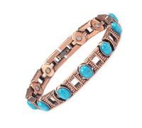 Bracelet magnétique pour femme EnerCoppeX en cuivre pur à 99,99%, bracelet en cuivre turquoise magnétique puissant de 3 500 gauss, bijoux pour femme