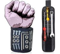 Bracelet Magnétique - Réglable - 15 Aimants Néodyme - Pour Bricoleurs - Noir