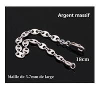 Bracelet maille grain de café 5.6mm en argent massif 925 18cm taille femme