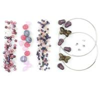 Bracelet making kit with Czech Glass Beads & TOHO Japanese Rocailles, 2pcs Memory wirе and crimps for begginers - easy & fast to do (Butterflies Purple Pink)
