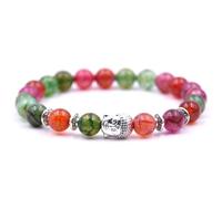 Bracelet Mala Extensible avec Breloque Bouddha - Perles en Pierre Naturelle - Bijou Spirituel pour Méditation et Yoga (Jaspe Arc-en-Ciel)