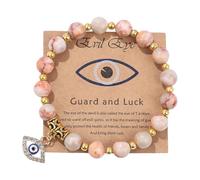 Bracelet Malocchio modifiable avec perles en pierre équidé rose, exemple pour les porteurs de peau délicate, bijou Malocchio flexible au quotidien, One Size, Comme décrit