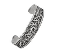 Bracelet Manchette Boussole Viking pour Homme -Bracelet Nordic Vegvisir en Acier Inoxydable -Charme de Mode Fait À la Main Bracelet Hip Hop Bijoux D'amulette de Pirate