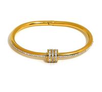 Bracelet manchette en acier inoxydable for femmes et hommes, couleur or argent, Bracelets de Couple, strass vert blanc, large(D2694871B-001)