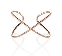 Bracelet Manchette en Croix Namana. Large Manchette pour Femmes Couleur Argent, Or ou Or Rose avec Zircons.