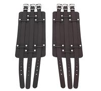 Bracelet Manchette en Cuir Large, Bracelet en Cuir en Ceinture en 2pcs Large ajusté Rétro Punk Artificiel en Artificiel Bande de Courroie Brun