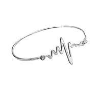 Bracelet manchette en métal style simple pour femme, bracelet de fréquence cardiaque, couple de rythme cardiaque, bracelet tendance