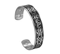 Bracelet Manchette Noeud Celtique Pirate Viking pour Homme -Bracelets D'ouverture en Acier Inoxydable Nordic Trinity Knot -Bijoux D'amulette de de Noeud de Triangle Faits À la Main(Black)
