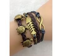 Bracelet - Marron - Tortue - Arête de poisson - Lien infini