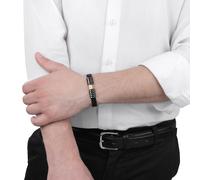 Bracelet MASERATI en Acier Bicolore et Cuir Noir