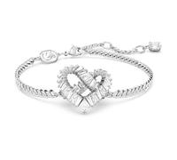 Swarovski Bracelet Matrix, coeur blanc orné de cristaux, en métal rhodié