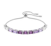 Swarovski Bracelet Tennis Matrix – Cristaux Zirconia baguette violets et incolores – Métal rhodié