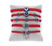Bracelet Mauvais Œil Rouge - 5 Pièces Ajustables, Corde Tressée, Bracelet D'Amitié en Alliage, Unisexe, 5 Styles