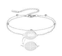 Bracelet médaille Saint Benoît Bracelet San Benito double face en corde rouge porte-bonheur fait main Croix Saint Patron Amulette Bijoux chrétiens catholiques Cadeau religieux (Argent superposé)
