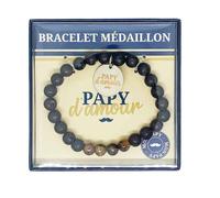 Bracelet Médaillon et Pierres Naturelles Modèle ""Papy d'Amour""