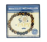 Bracelet Médaillon et Pierres Naturelles Super Papy