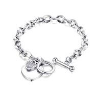 Bracelet MGJ™ à breloque cœur en cristal Swarovski pour femme - Bijou hypoallergénique en argent, or ou or rose | Coffret cadeau blanc premium, sac et carte de Noël inclus