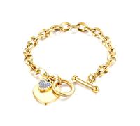 Bracelet MGJ™ à breloque cœur en cristal Swarovski pour femme - Bijou hypoallergénique en argent/or rose | Coffret cadeau blanc premium inclus