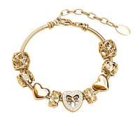 Bracelet MGJ™ à breloques cœur pour femme avec cristaux autrichiens | Présenté dans un coffret cadeau blanc festif, un sac et une carte de Noël | Bijou hypoallergénique en argent, or rose et or