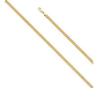 Bracelet Miami creux en or jaune 14 carats de 4,5 mm avec serrure à boîte - Bracelet pour femme - 20 cm