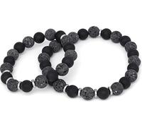 Bracelet minéral pour père et fils MINK58/SET (onyx, pierre de lave)