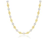 Bracelet mixte 18 cm - Bicolore - Grain de café - Or 18 Carats - Largeur 3.2 mm