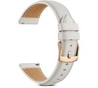 Bracelet Montre 18mm Compatible avec Garmin Vivoactive 6/5 Forerunner 645/245/165/55, Bracelet en Cuir Fin Élégant pour Amazfit Active Galaxy Watch 7/6/5/4 Montre/Montre Connectée (Beige/Or rose)